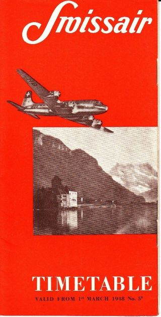 Swissair Timetable March 1948 5e