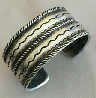 Jock Favour Wide Heavy Coin Silver Cuff Bracelet