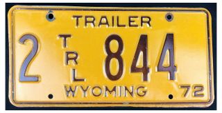 Wyoming 1972 Trailer License Plate 2 - 844