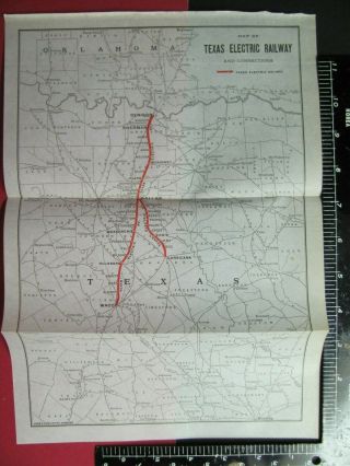 Rare 1921 Texas Electric Railway System Map Waco Dallas Denison Sherman History