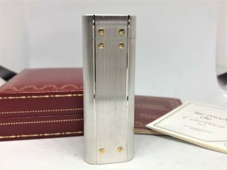 Auth Cartier Santos De Cartier Rivets Oval Lighter Silver / Gold W Case