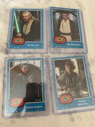 Topps Star Wars Limited Edition 4 Card Set Sdcc 2019 Obi Qui Gon Padme Anakin