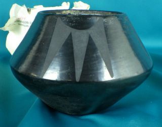 1925 Maria Martinez San Ildefonso Blackware Jar Signed " Marie "