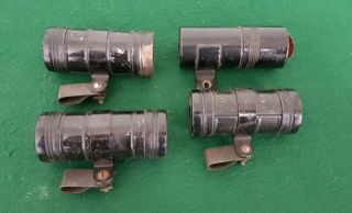 4 Vintage Ever Ready Etc Bicycle Rear Cylinder Battery Light Lamps