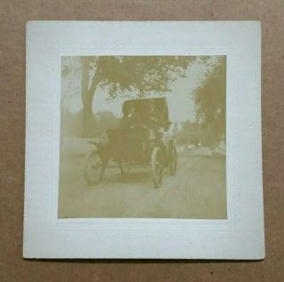 Early Motor Car Photo,  No Steering Wheel.  Tiller,  Vintage Photo,  1890 
