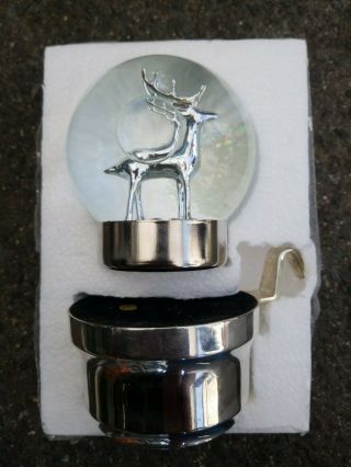 Frontgate 2003 Limited Edition Snow Globe Deer Silver Stocking Holder Hang