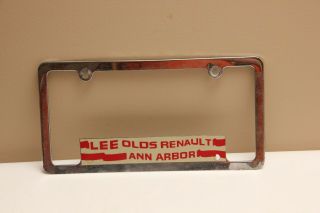 Lee Olds Renault Ann Arbor Michigan Dealer License Plate Frame Vtg.
