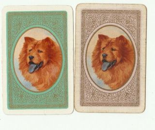 2 Playing Swap Cards - Dogs - Chow Chow In Oval Rare Vintage