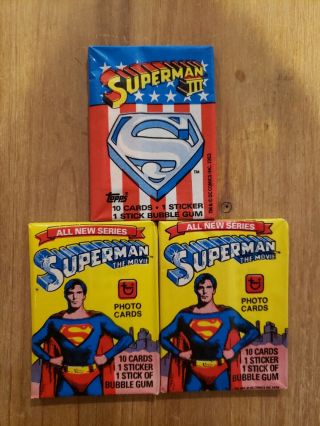 (2) 1979 Superman The Movie & (1) 1983 Superman Iii Wax Packs.  Ships