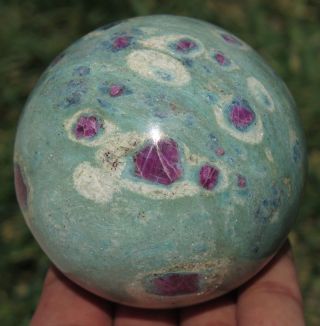 70mm 1lb 2.  7oz Natural Ruby In Fuchsite Crystal Sphere Ball