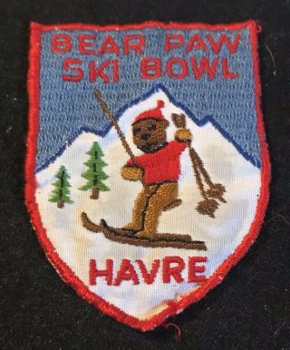 Bear Paw Ski Bowl Vintage Skiing Patch Havre Montana Resort Souvenir Travel