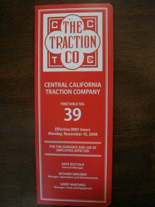 Central California Traction Company Employee Timetable 39 Nov 10,  2008 Railroad