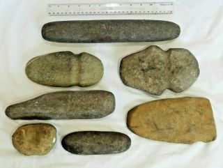 Seven (7) Nj Pa Native American Indian Stone Tool Axe Heads Arrowhead Artifacts