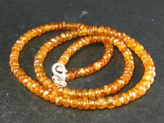 Rare Gem Spessartine Spessartite Garnet Necklace Beads From Tanzania - 18 "