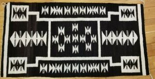 Navajo " Storm " Pattern Rug By Artist Betty Smallcanyon Black And White 29 " X57 "
