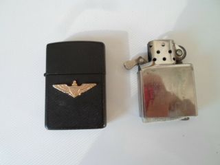 2 (two) Zippos Lighters Military D X111 Plus One Chrome D X111