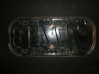 1942 - 45 Wisconsin License Plate No.  (77 - 418) 13 - 1/2 