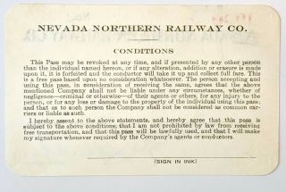 1930 Nevada Northern Railway Co.  annual pass J M Davis 2
