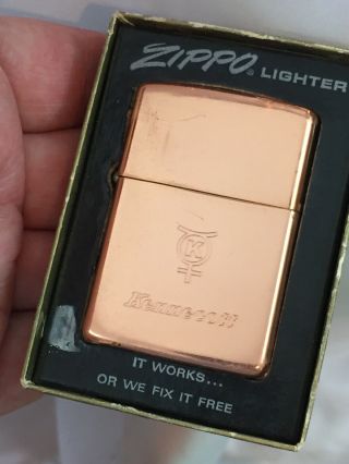 1966 Solid Copper Zippo Lighter Advertising Kennecott Copper - Hard To Find