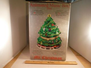 Rare Mr Christmas Giant Glass Christmas Tree With Moving Train 30 Tune Music Box