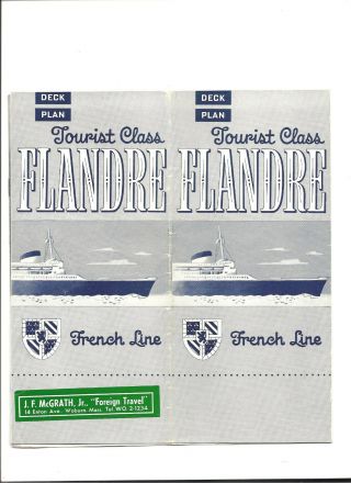 1953 (5/30) Deck Plan S.  S.  Flandre French Lines