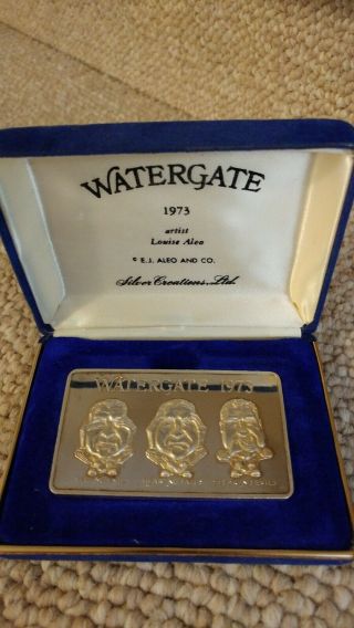 1973 Watergate 3.  5 Oz Silver Bullion Art E.  J.  Aleo 3507 See,  Speak Hear No Evil