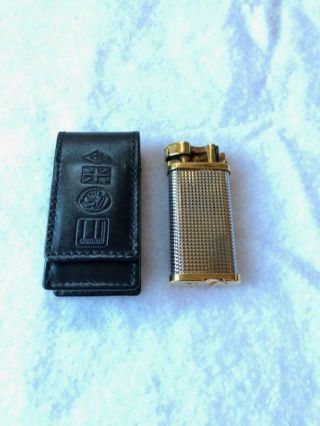 DUNHILL UNIQUE LIGHTER SILVER PLATED HOBNAIL/GOLD PLATED TRIM Hallmark AD Case 2