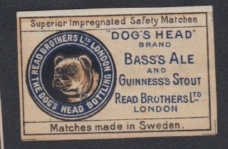 Ae Old Matchbox Label Sweden Qqqq29 Bulldog Guinness Stout