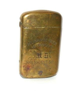 Antique Circa 1900`s Brass Pabst Milwaukee Beer Advertising Vesta Match Safe 2