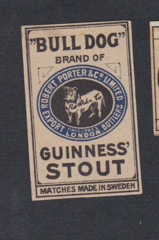 Ae Old Matchbox Label Sweden Qqqq28 Bulldog Guinness Stout London
