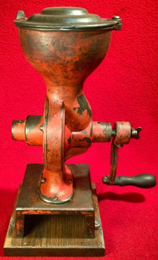 Red Cast Iron Coffee Mill