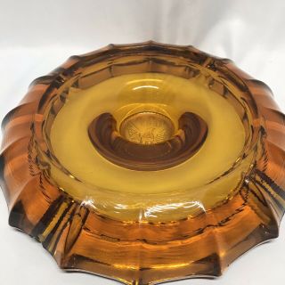 Vtg US American Eagle Seal Large Heavy 7.  5in Amber Glass Ashtray Cigar Cigarette 4