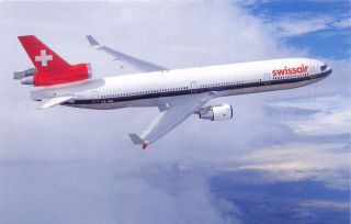 Swissair Airlines Mcdonnel Douglas Md - 11 Postcard