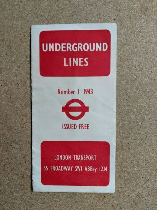 1943 Ww11 London Underground Subway - Tube Map