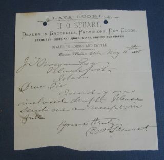Old 1888 Lava Store Camas Station Idaho Territory Letterhead Document H.  O Stuart