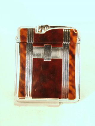 Ronson Ten - A - Case Lighter & Cigarette Case - 2 Different Tortoise Enamels - Deco