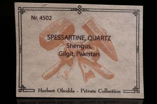 Spessartine Garnet & Quartz Crystal SHENGUS,  PAKISTAN - Ex.  Obodda 6