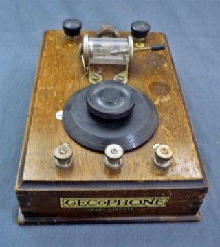 Antique Gecophone Jr.  Crystal Radio Receiver Wooden Box Made In England