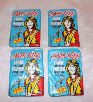 Four 1978 Andy Gibb Poster Wax Packs
