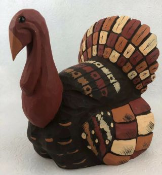 James Haddon Turkey Thanksgiving Fall Decor Signed Hand Carved Painted Folk Art