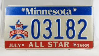1985 Minnesota All Star Game Passenger License Plate -