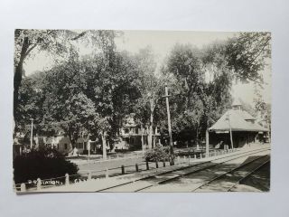 1922 Rppc Photo Postcard Railroad Station Cambridge York Ny