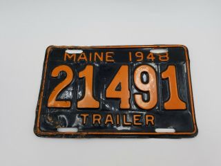 Vintage 1948 Solid Brass Maine Vacationland Trailer License Plate Tag