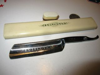 Vintage Solingen Straight Razor Blade W/ Case Good Cond.
