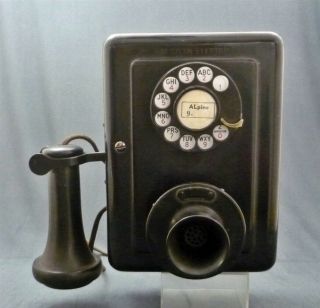 Western Electric Black Steel Cased Rotary Dial Wall Telephone Model 653 Ab