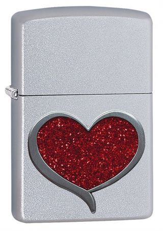 Zippo Windproof Lighter With Red Glitter Heart Emblem,  29410,