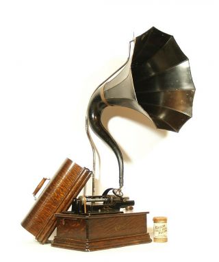 Near,  All - 1910 Edison Home Phonograph W/cygnet Horn 2 & 4 Minute