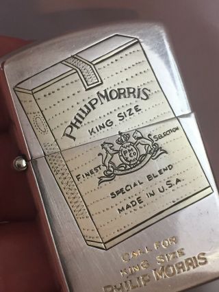 Fantastic Sterling 950 Silver Pocket Lighter PHILIP MORRIS King Size Cigarettes 9