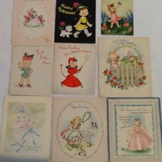 Vintage Lady & Girl Birthday Cards