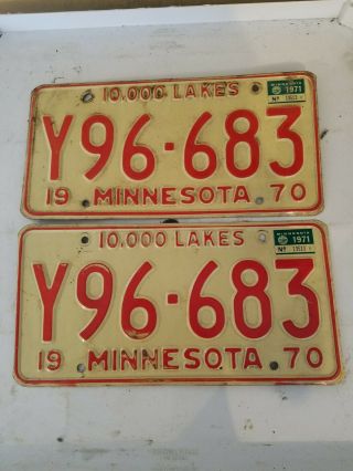 1970 " 10,  000 Lakes " Minnesota License Plates